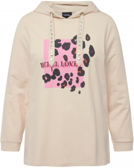 Ulla Popken REBEL LOVE Long Sleeve Graphic Hoodie Vanilla - Bluzy & bluzy z kapturem - 