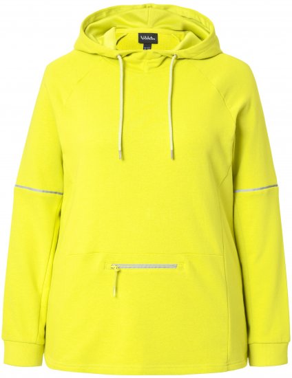 Ulla Popken Zippered Pocket and Reflective Piping Hoodie Green Apple - Bluzy & bluzy z kapturem - 