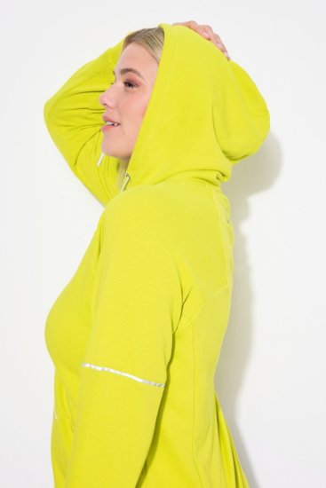 Ulla Popken Zippered Pocket and Reflective Piping Hoodie Green Apple - Bluzy & bluzy z kapturem - Kényelmes pulóverek és kapucnisok