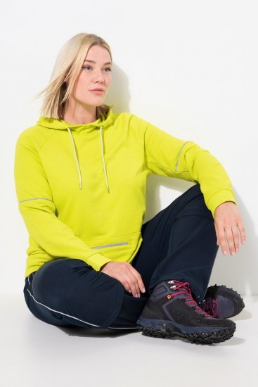 Ulla Popken Zippered Pocket and Reflective Piping Hoodie Green Apple - Bluzy & bluzy z kapturem - Kényelmes pulóverek és kapucnisok