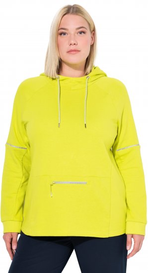 Ulla Popken Zippered Pocket and Reflective Piping Hoodie Green Apple - Bluzy & bluzy z kapturem - 