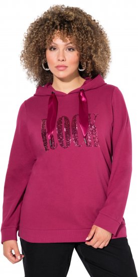 Ulla Popken Rock Sequined Hoodie Ruby - Bluzy & bluzy z kapturem - 