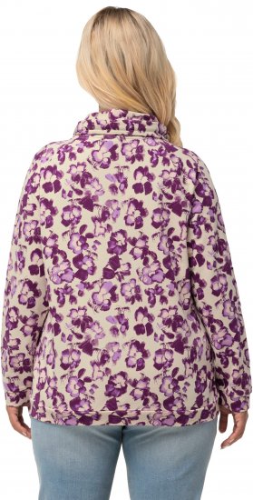 Ulla Popken Floral Print Drawstring Collar Hoodie Vanilla - Bluzy & bluzy z kapturem - 