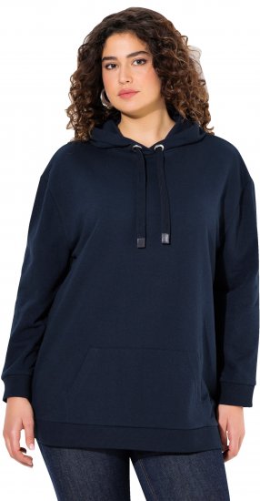 Ulla Popken Back Print Kangaroo Pocket Hoodie Navy - Bluzy & bluzy z kapturem - 