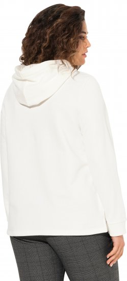 Ulla Popken Face Graphic Long Sleeve Hoodie Off-White - Bluzy & bluzy z kapturem - 
