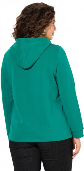 Ulla Popken Face Graphic Long Sleeve Hoodie Emerald Green - Bluzy & bluzy z kapturem - 