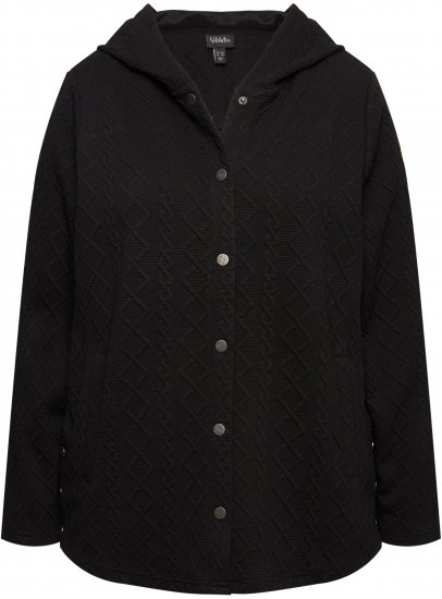 Ulla Popken Cable Knit Long Sleeve Hoodie Black - Bluzy & bluzy z kapturem - 