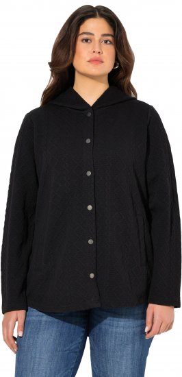 Ulla Popken Cable Knit Long Sleeve Hoodie Black - Bluzy & bluzy z kapturem - 