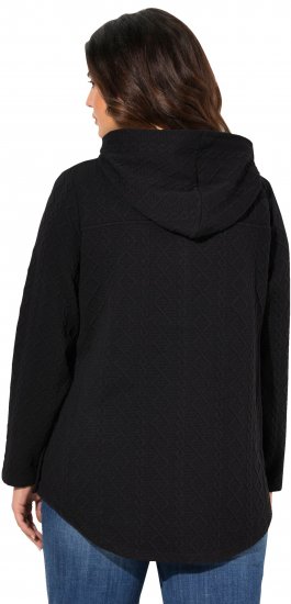 Ulla Popken Cable Knit Long Sleeve Hoodie Black - Bluzy & bluzy z kapturem - 