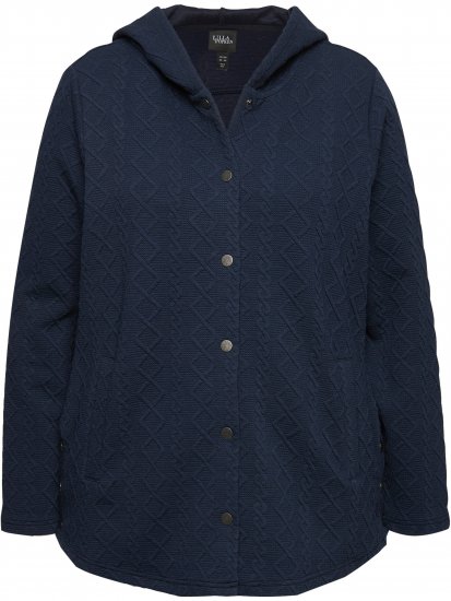 Ulla Popken Cable Knit Long Sleeve Hoodie Navy - Bluzy & bluzy z kapturem - 