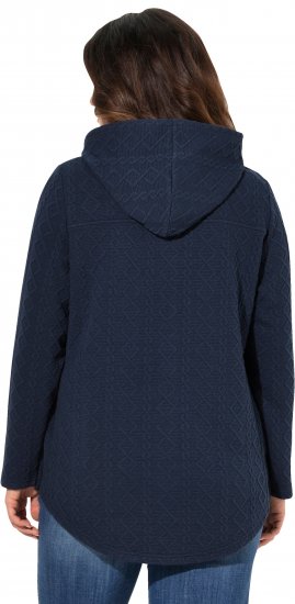 Ulla Popken Cable Knit Long Sleeve Hoodie Navy - Bluzy & bluzy z kapturem - 