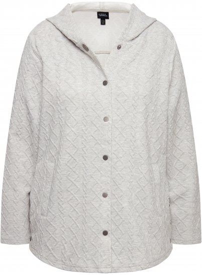 Ulla Popken Cable Knit Long Sleeve Hoodie Light Grey Melange - Bluzy & bluzy z kapturem - 