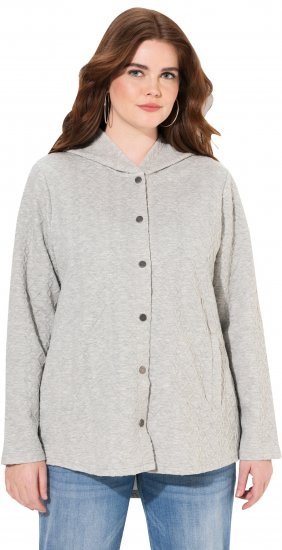 Ulla Popken Cable Knit Long Sleeve Hoodie Light Grey Melange - Bluzy & bluzy z kapturem - 
