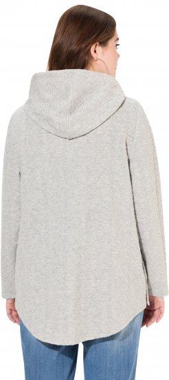 Ulla Popken Cable Knit Long Sleeve Hoodie Light Grey Melange - Bluzy & bluzy z kapturem - 