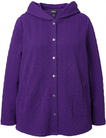 Ulla Popken Cable Knit Long Sleeve Hoodie Deep Violet - Bluzy & bluzy z kapturem - 