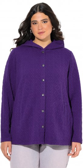 Ulla Popken Cable Knit Long Sleeve Hoodie Deep Violet - Bluzy & bluzy z kapturem - 