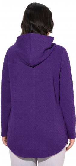 Ulla Popken Cable Knit Long Sleeve Hoodie Deep Violet - Bluzy & bluzy z kapturem - 