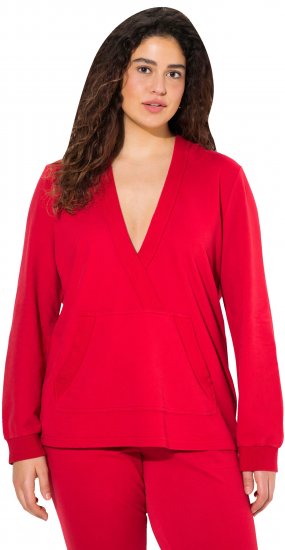 Ulla Popken Plunge Neck Long Sleeve Hoodie Salsa Red - Bluzy & bluzy z kapturem - 