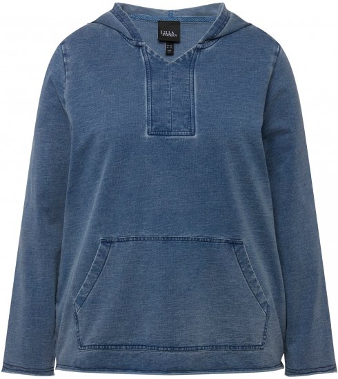 Ulla Popken Raw Hem Long Sleeve Hoodie Night Blue - Bluzy & bluzy z kapturem - 