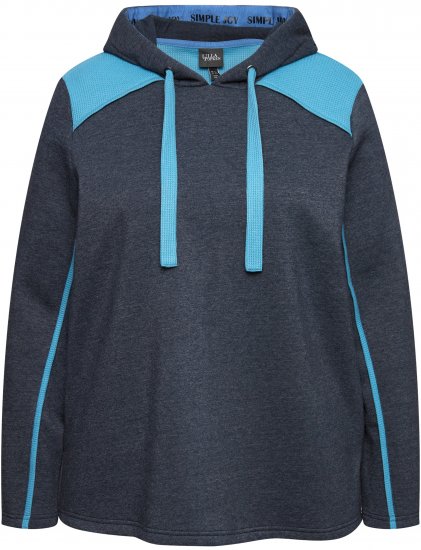 Ulla Popken Waffle Pique Contrast Color Hoodie Navy - Bluzy & bluzy z kapturem - 