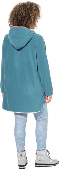 Ulla Popken Floral Detail Fleece Hoodie Ice Green - Bluzy & bluzy z kapturem - 
