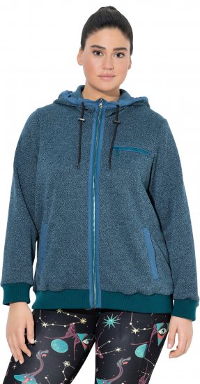 Ulla Popken Fleece-Lined Hoodie Dark Petrol - Bluzy & bluzy z kapturem - 