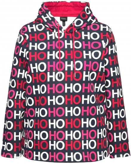 Ulla Popken Ho Ho Ho Lettering Hooded Sweatshirt Navy - Bluzy & bluzy z kapturem - 