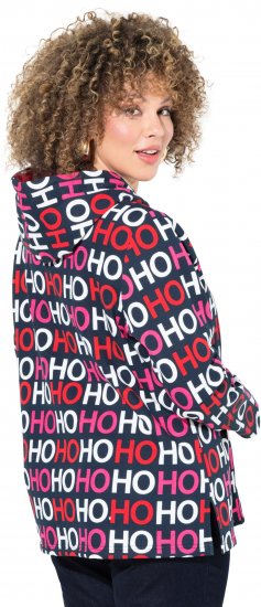 Ulla Popken Ho Ho Ho Lettering Hooded Sweatshirt Navy - Bluzy & bluzy z kapturem - 