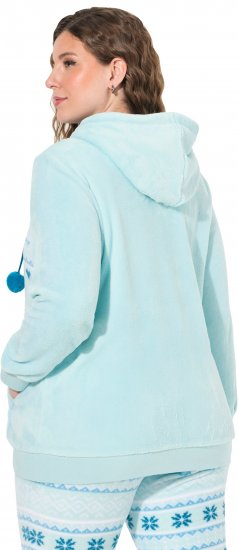 Ulla Popken Plush Alpine Striped Motif Loungewear Hoodie Baby Blue - Bluzy & bluzy z kapturem - 