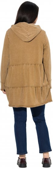 Ulla Popken Tiered Flounce Panel Zip Up Hoodie Mocha Brown - Bluzy & bluzy z kapturem - 