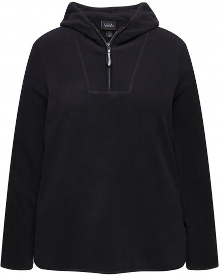 Ulla Popken Fleece Sweatshirt Hoodie Black - Bluzy & bluzy z kapturem - 
