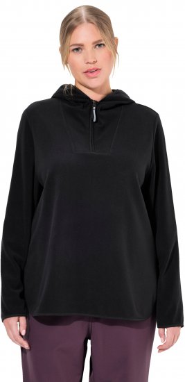 Ulla Popken Fleece Sweatshirt Hoodie Black - Bluzy & bluzy z kapturem - 