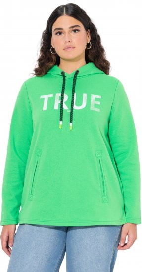 Ulla Popken TRUE Lettering Hoodie Mint Green - Bluzy & bluzy z kapturem - 