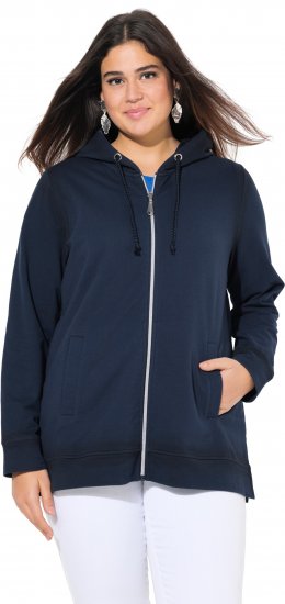 Ulla Popken Decorative Seam Zip-Up Hoodie Navy - Bluzy & bluzy z kapturem - 