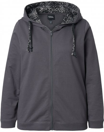 Ulla Popken Snake Detail Zip-Up Hoodie Graphite Grey - Bluzy & bluzy z kapturem - 
