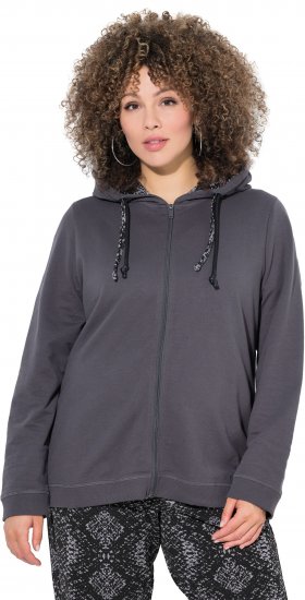 Ulla Popken Snake Detail Zip-Up Hoodie Graphite Grey - Bluzy & bluzy z kapturem - 