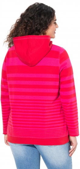 Ulla Popken Oversized Striped Long Sleeve Hoodie Lychee - Bluzy & bluzy z kapturem - 