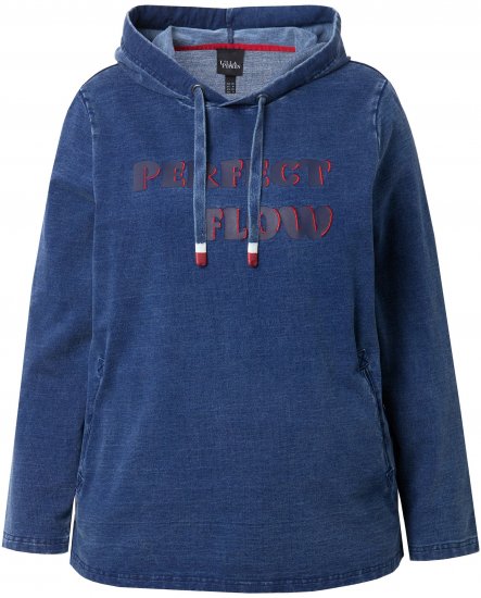 Ulla Popken Perfect Flow Embroidered Hoodie Indigo Denim - Bluzy & bluzy z kapturem - 