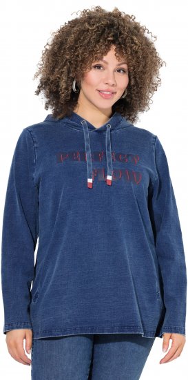 Ulla Popken Perfect Flow Embroidered Hoodie Indigo Denim - Bluzy & bluzy z kapturem - 