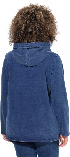 Ulla Popken Perfect Flow Embroidered Hoodie Indigo Denim - Bluzy & bluzy z kapturem - 