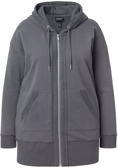 Ulla Popken Decorative Seam Zip-Up Hoodie Graphite Grey - Bluzy & bluzy z kapturem - 