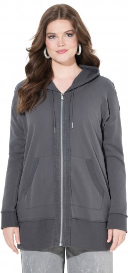 Ulla Popken Decorative Seam Zip-Up Hoodie Graphite Grey - Bluzy & bluzy z kapturem - 