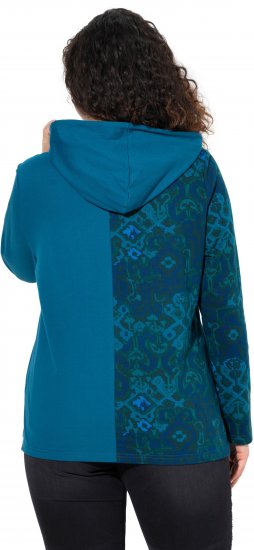 Ulla Popken Split Print LOVE Hoodie Teal - Bluzy & bluzy z kapturem - 