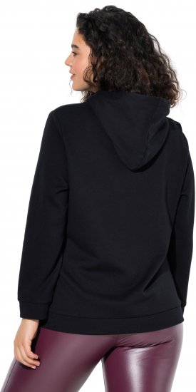 Ulla Popken Decorative Lace-Up Hoodie Black - Bluzy & bluzy z kapturem - 