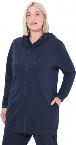 Ulla Popken Contrast Piping Zip-Up Hoodie Navy - Bluzy & bluzy z kapturem - 