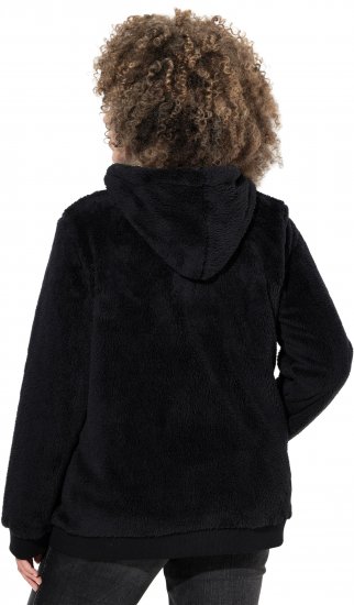 Ulla Popken Teddy Fleece Zip-Up Hoodie Black - Bluzy & bluzy z kapturem - 