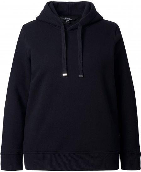 Ulla Popken Relaxed Fit Long Sleeve Hoodie Black - Bluzy & bluzy z kapturem - 