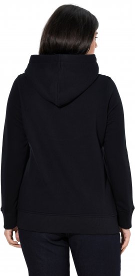 Ulla Popken Relaxed Fit Long Sleeve Hoodie Black - Bluzy & bluzy z kapturem - 