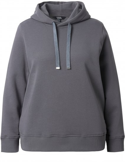 Ulla Popken Relaxed Fit Long Sleeve Hoodie Graphite Grey - Bluzy & bluzy z kapturem - 