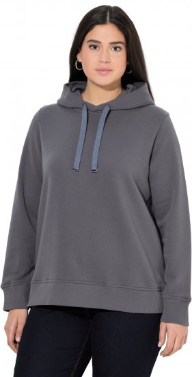 Ulla Popken Relaxed Fit Long Sleeve Hoodie Graphite Grey - Bluzy & bluzy z kapturem - 